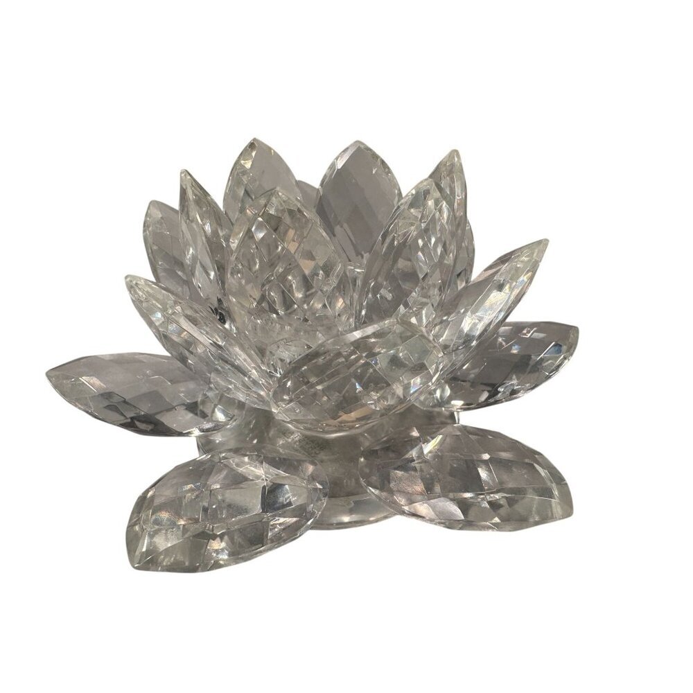 Shannon Crystal Candle Holder Lotus Flower Godinger Ireland Vintage Pair - Picture 6 of 16